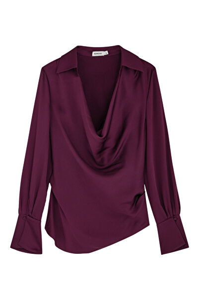 SIMKHAI Şık Uzun Kollu Yaka Detaylı Bluz