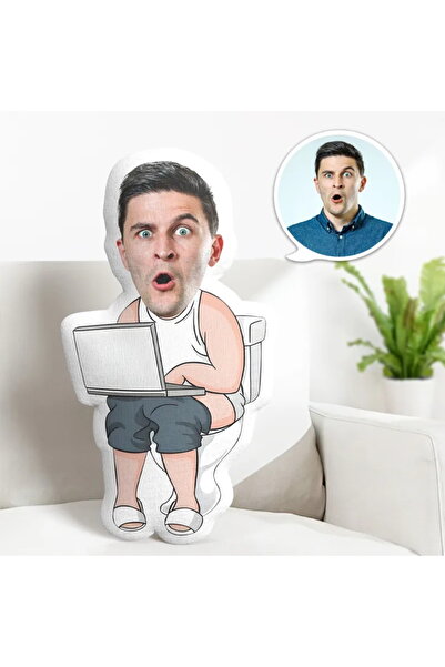 Hediyefoni Kişiye Özel Klozetteki Zaman Şekilli Yastık