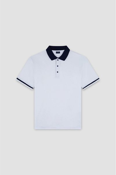 PAUL&SHARK Men's 100% Cotton Regular Fit Short Sleeve White Polo Neck T-Shirt 25411312 A-010
