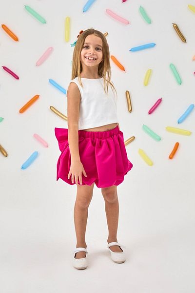 Le Mabelle Fuchsia Girl's Balloon Skirt - Anna