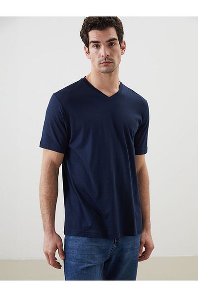 LC Waikiki New Season V Neck Combed Cotton Ανδρικό Tisort - S5FS72Z8