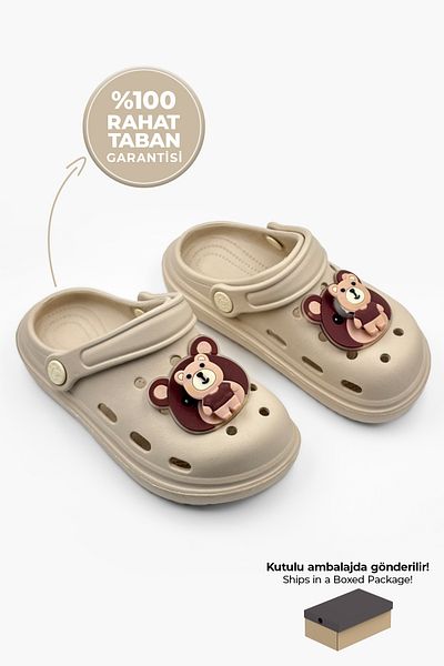 Beınsteps Children's Slippers with Teddy Bear Figure School Nursery Beach Bathroom Pool Daily Unisex Children's Slippers & Sandals