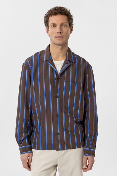 Antioch Brown Relax Fit Striped Men's Shirt
