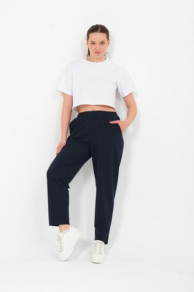 BUSA Large Size Gabardine Fit Classic Trousers Dark Blue