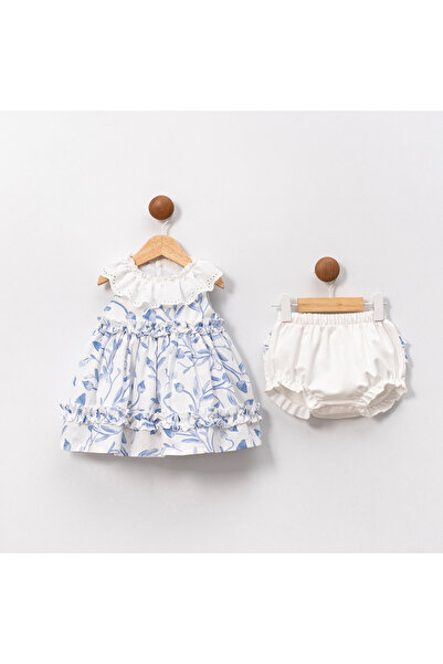 Ma Moi Baby For A Little Smile Maddy Mavi Çiçekli Kız Bebek Külotlu Şapkalı E...