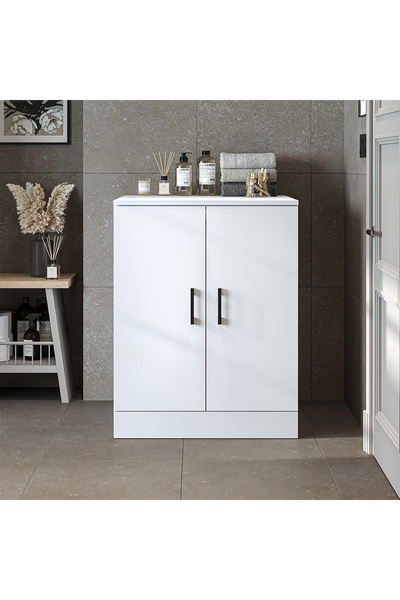 ROOMART Çamaşır-Kurutma Makinesi Alt Dolabı Kapaklı Banyo Alt Dolap