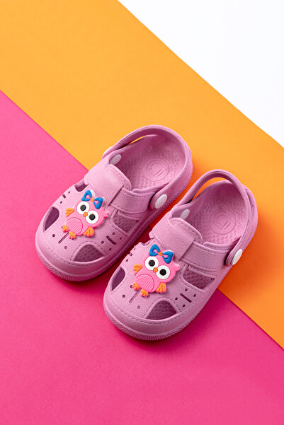 Büşra Çetin Daily Non-Slip Sole Animal Figured Pink Children's Sandals Slippers
