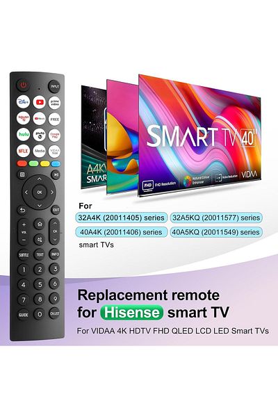 AWH Universal Remote for Hisense TV, Replacement for VIDAA 4K HDTV, QLED, Smart TVs