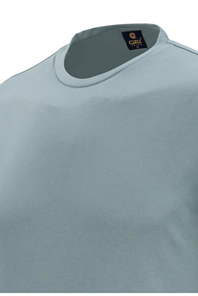 Çizgi Triko Ανδρικό μπλουζάκι με λαιμόκοψη σε μεγάλο μέγεθος Mercerized Classic Fit - 5110bat