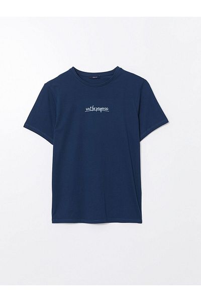 LC Waikiki Tricou pentru bărbați din bumbac pieptănat cu mânecă scurtă cu decolteu și imprimeu de sezon nou - S5KU29Z8
