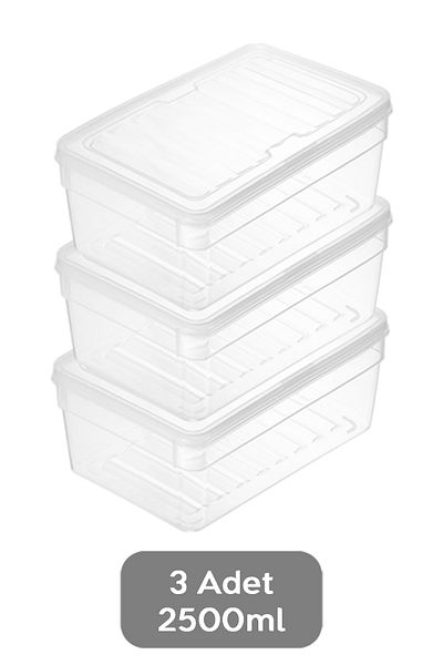 Meleni Home Deep Microwave Compatible 2500ml Food Storage Container Set - Transparent Lid Organizer