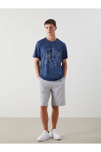 LC Waikiki Ανδρικό μπλουζάκι LCW Crew Neck με εμπριμέ χτενισμένο βαμβάκι