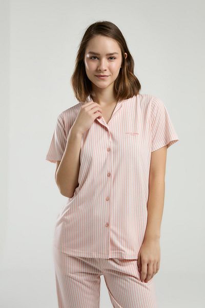 Pierre Cardin Women's Striped Buttoned Pajama Suit, Shipped in a Box