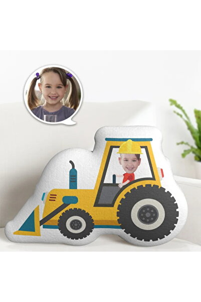 Hediyefoni Kişiye Özel Dozer Kepçe Süren Çocuk Şekilli Yastık