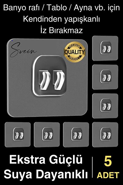 Svein 5 Ad. Ekstra Güçlü Kendinden Yapışkanlı İz Bırakmaz Suya Dayanıklı Bany...