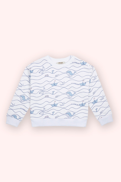 Panço Erkek Bebek Baskı Detaylı Beyaz Sweatshirt