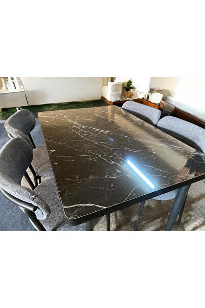 MASBA 80*120 YEMEK MASASI 4 KİŞİLİK MUTFAK MASASI TEDDY SANDALYE METAL AYAK