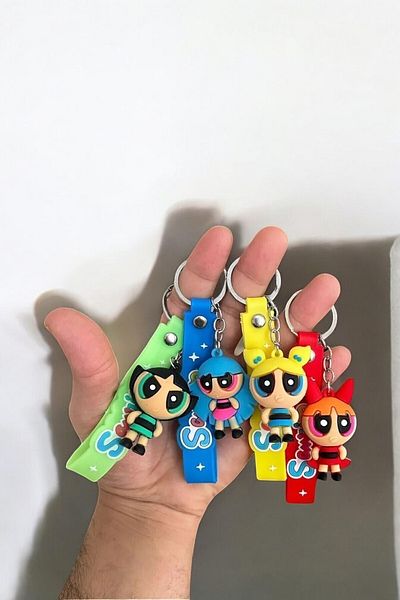 GLANZEND 4-Piece Powerpuff Girls Character Keychain and Bag Ornament (BUTTERCUP, BLOSSOM, BUBBLES AND BLISTINA)
