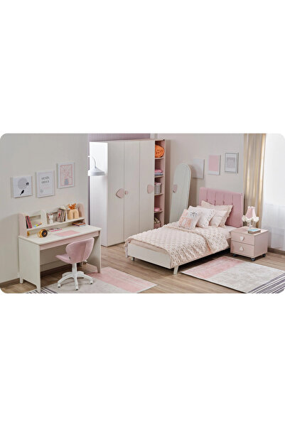 Lajivert Nora Genç Odası (2 Kapaklı Dolap(Askılıklı) + 100*200 Karyola + Çalı...