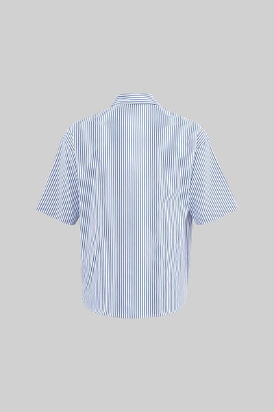 Machinist Ανδρικό πουκάμισο με ρίγες Oversize Μπλε ριγέ