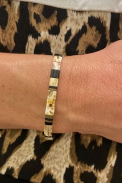 NAZLI TAKILAR Leopard Patterned Elastic Tila Bracelet
