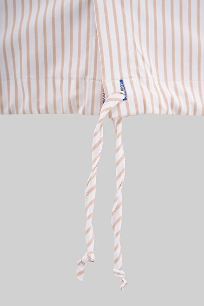 Machinist Чоловіча сорочка з зібраним низом, бежева в смужку