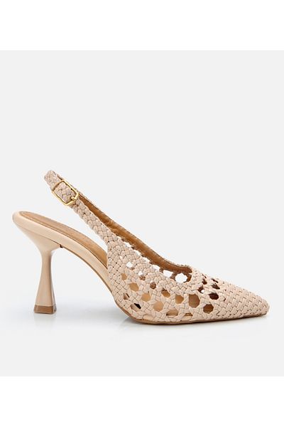 Hotiç Stiletto cu spate deschis tricotat de damă bej