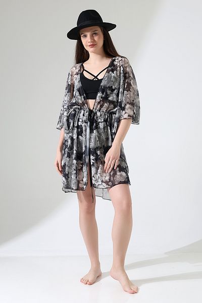 Esberin Front Lace Patterned Tulle Pareo