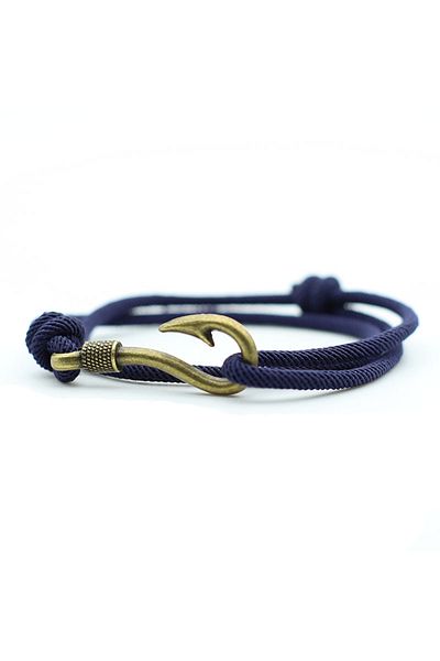 Choice Navy Bronze Vintage Fish Hook Man Bracelets Accessories Male Double Layer Lucky Wine Red Braslet Bra