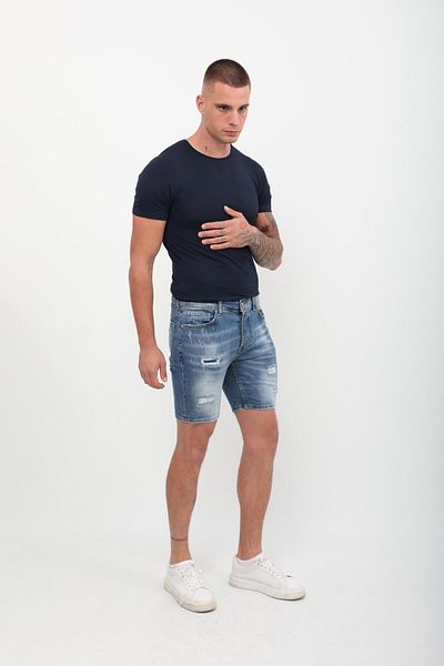 Bluewhite Pánské malované Jean krátké šortky modré