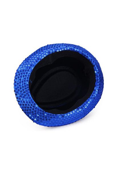 Tonfty Blue Sequined Fedora Hat Adult Size