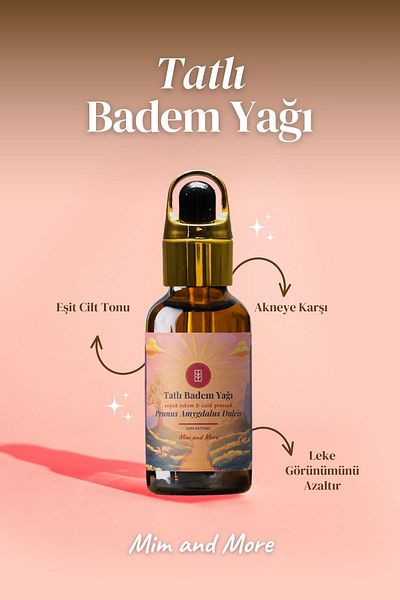 Mim and More Sweet Almond Oil - Cold Pressed 100% Pure Natural, 50ml