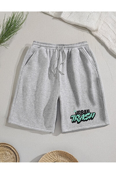 De Carte شورت برمودا أنيق موسمي للنساء والرجال مطبوع عليه قمامة حضرية