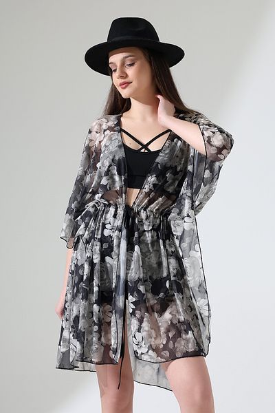 Esberin Front Lace Patterned Tulle Pareo