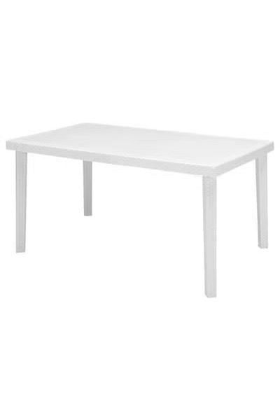 Concept Home Large Rectangular Plastic Kitchen Table White 140x80 cm