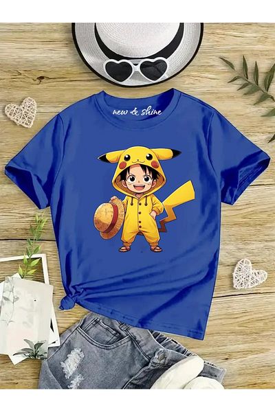 New Shine TRIOC OVERSIZE IMPRIMAT LUFFY CU COSTUME PIKACHU