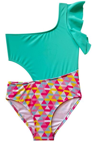 DEEP BEACH Girl's Swimsuit with Arm Flywheel Detail Db200566cm