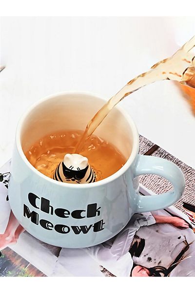 MUKKO HOME 3D Cat Figure Porcelain Mug – Design with Fun Text and Surprise, 350 ml