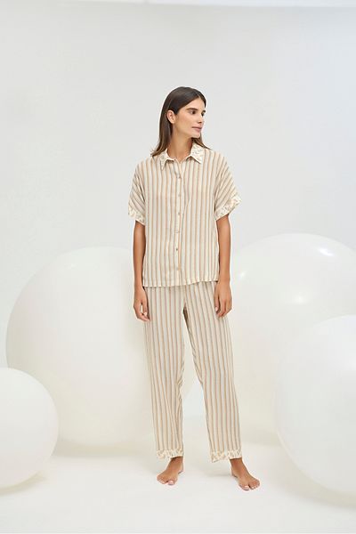 Sevim Women's Buttoned Pajama Suit Line Model 16387
