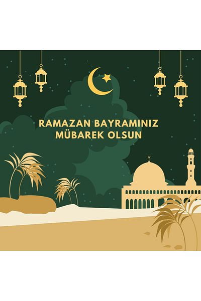 EcoNest Ramadan Mubarak 102 Pieces 5X5 cm Coated Sticker Packaging Gift Product
