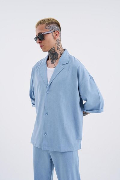 Machinist Ανδρικό πουκάμισο Hidden Fly Light Blue
