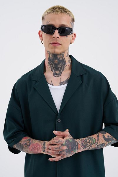 Machinist Cămașă pentru bărbați cu dungi verde petrol