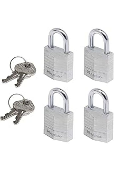 STOREMAX Master Lock Small Padlocks [Set of 4] [Same Lock? End] 9120Eurqnop — Backpack, Suitcase,