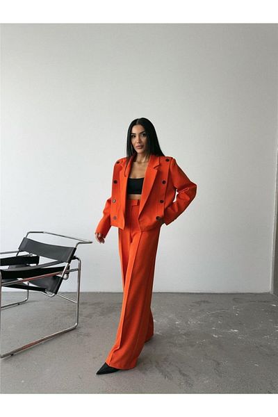 leyla sanat sanata yeni bir bakış açısı Leyla Art a New Perspective on Art Jacket - Pants Suit - Orange