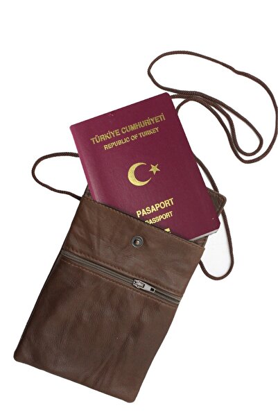 Metropolitan Suport pentru pașaport din piele naturală cu cureaua pentru gât ...