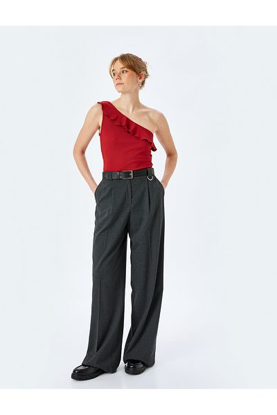 Koton Ruffle Detailed Sleeveless One Shoulder Blouse