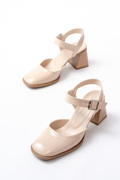 serkanseyyid İNF-40450 Bej Rugan Günlük Arkası Açık Topuklu Ayakkabı