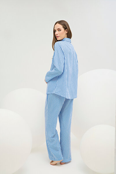 Sevim 16730 KADIN DÜĞMELİ GÖMLEK YAKA PİJAMA TAKIM