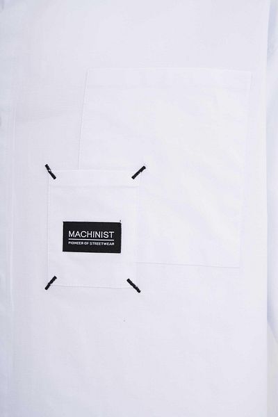 Machinist Ανδρικό λευκό πουκάμισο με ετικέτα και τεχνική ραφή
