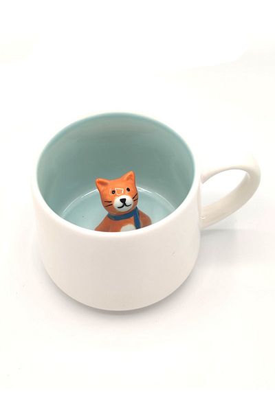 MUKKO HOME 3D Porcelain Mug – with Cute Cat Figure, 350 Ml, Fun and Stylish Design